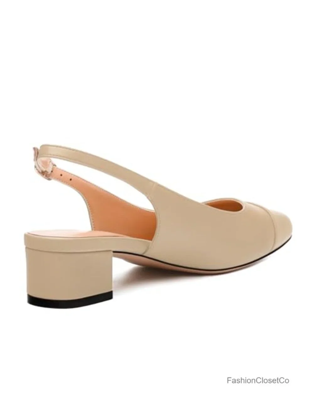 Slingback Pumps Square Toe Low Block Heels Women's Dress Shoes Adjustable Buckle